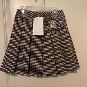 Pull&Bear Checkered Mini Skirt with Patches